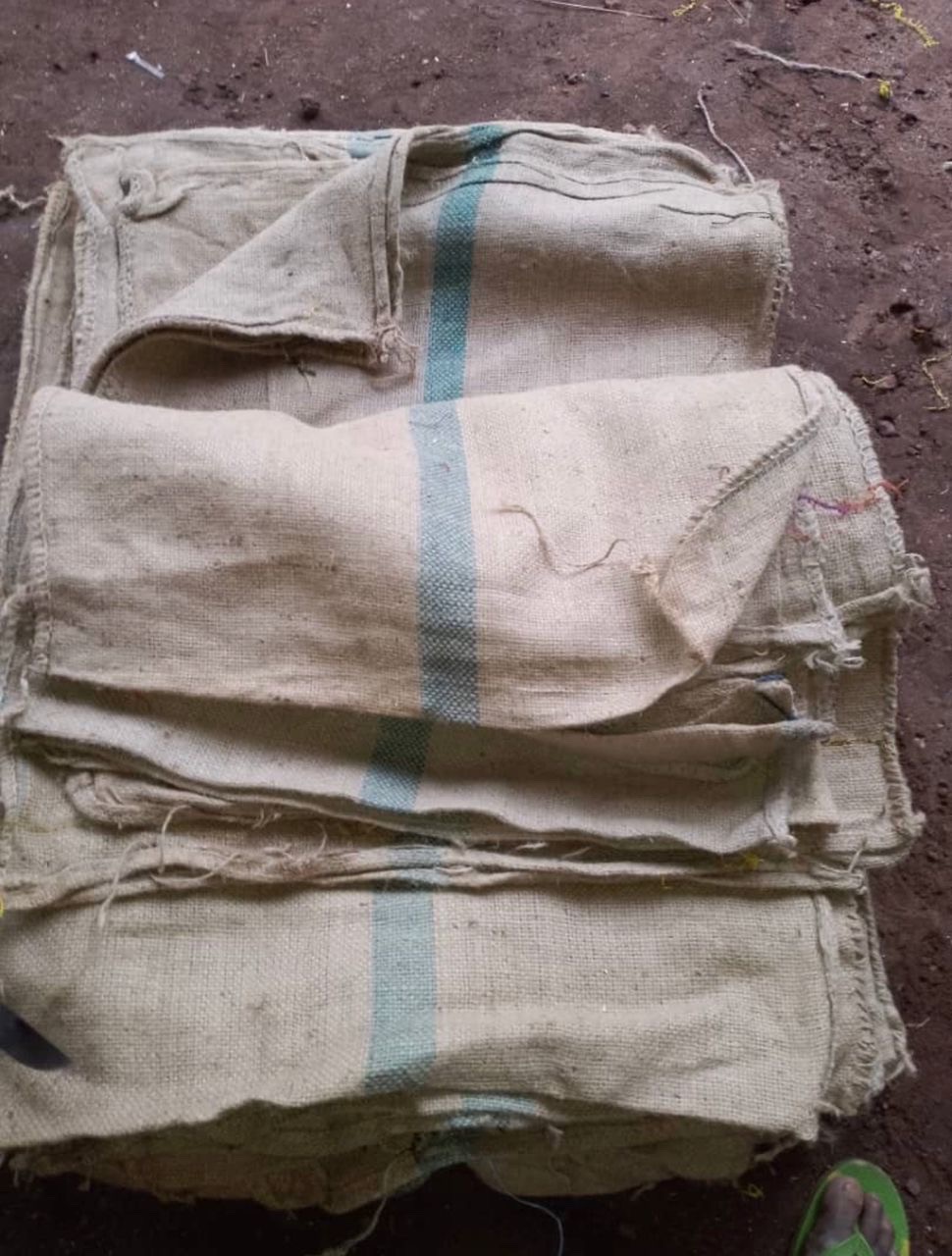 Green Stripe Jute Bags