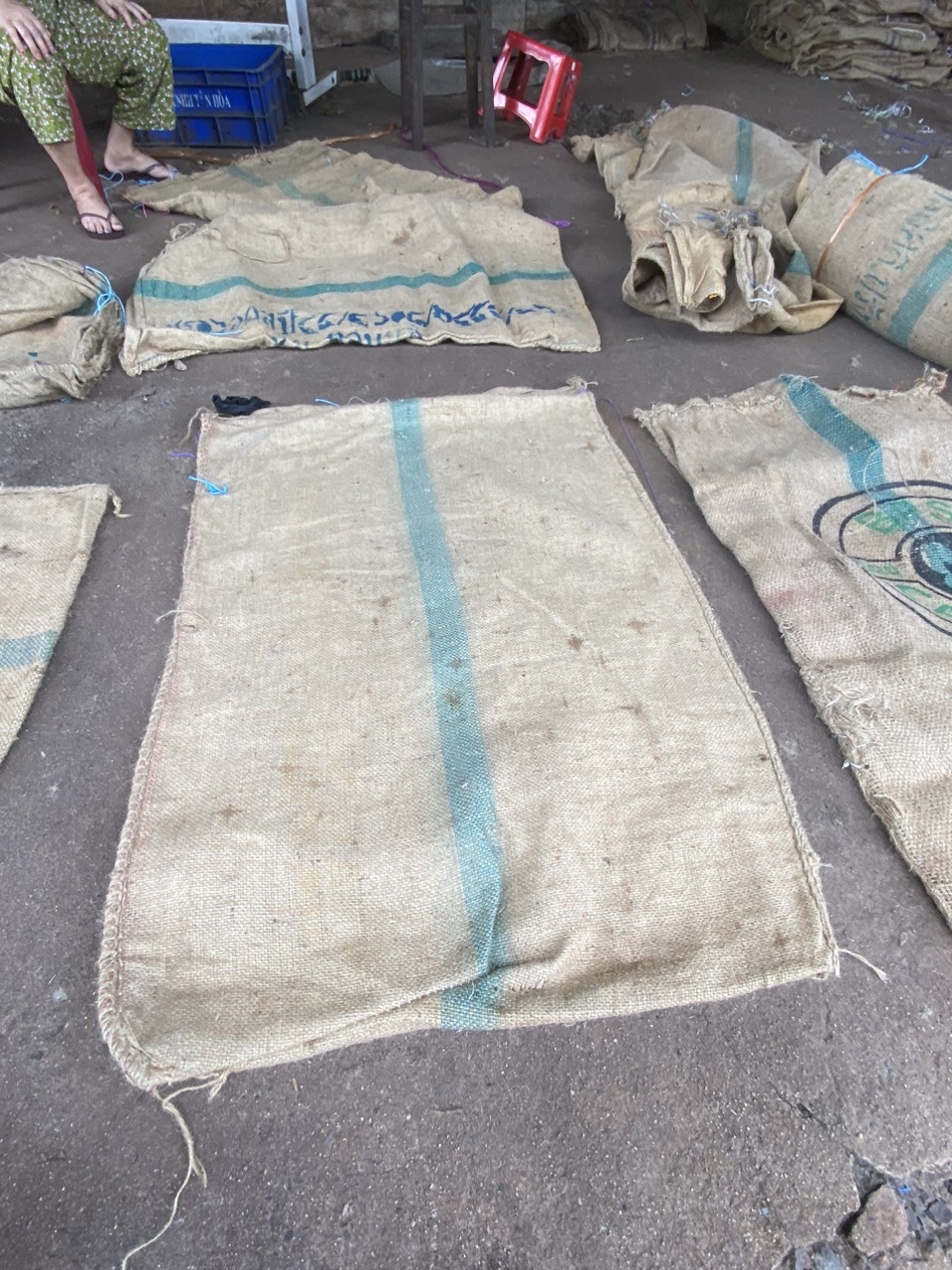 Green Stripe Jute Bags